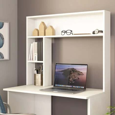 Scrivania con ripiani Albano, Bianco, 90 x 51.6 cm, Vicco