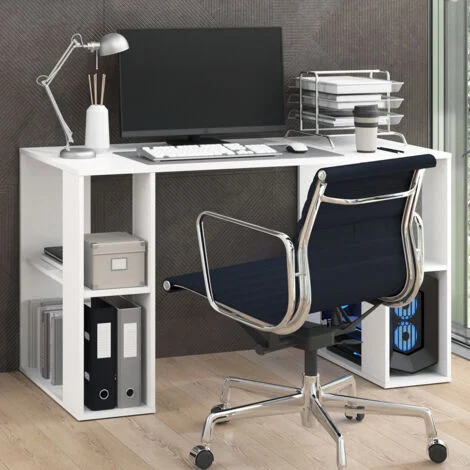 Scrivania con ripiani Arian, Bianco, 130 x 60 cm, Vicco