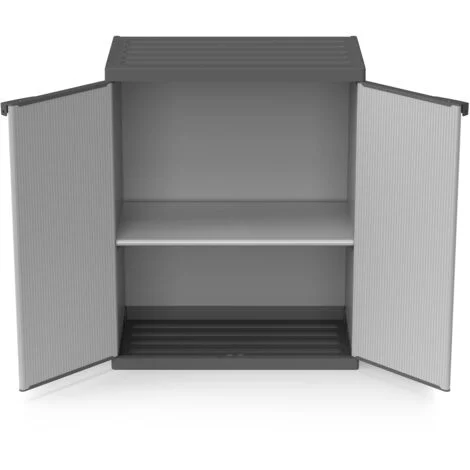 Armadio da Esterno 68x40x85 cm 2 Ante 2 Ripiani in Resina Grigio