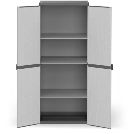 Armadio da Esterno 68x40x165 cm 2 Ante 4 Ripiani in Resina Grigio