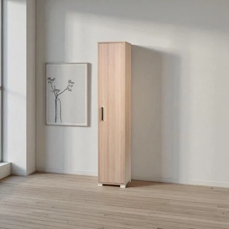 Scarpiera in legno nobilitato 1 anta ripiani interni 37x189h cm Rovere