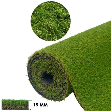 Prato sintetico 15 mm erba finta artificiale calpestabile tappeto verde atossica larghezza 1 metro - Lunghezza: 1 MT
