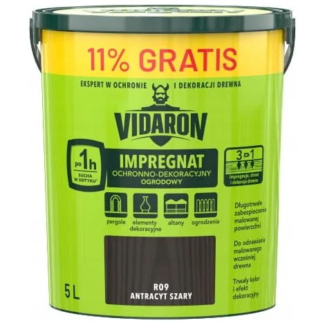 Impregnante da giardino Vidaron 5L grigio antracite protettivo e decorativo
