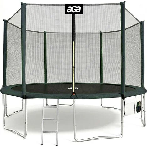Aga SPORT PRO Trampolino 430 cm Verde scuro + rete di protezione + scala + tasca per le scarpe