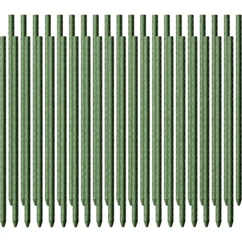 Toboli 40x sostegni per piante colore verde 60 cm Ø 8 mm Pali per piante rampicanti in metallo e plastica, tutori per pomodori e vasi
