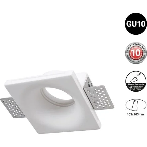 Faretto quadrato in gesso "MUR" - Senza cornice - 1 x GU10