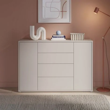 Madia 4 cassetti e 2 ante colore cashmere 144x35x99
