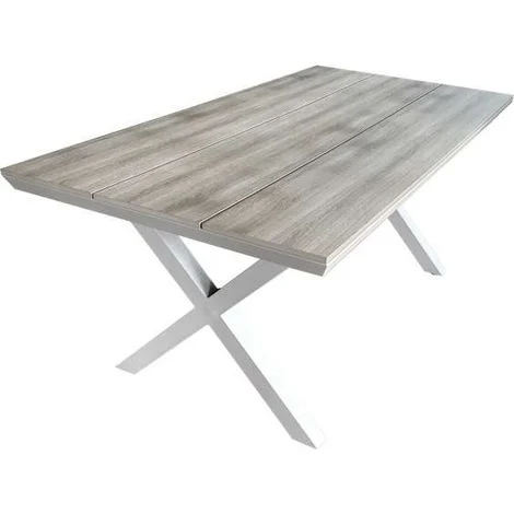 Domo Mea Tavolo da Esterno Teide 180x90 cm Taupe in Polywood Effetto Legno