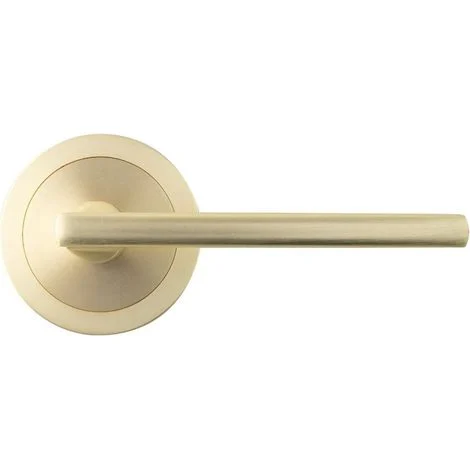 Maniglia dritta con rosetta Ø65mm in alluminio color ottone opaco (inclusa ferramenta)
