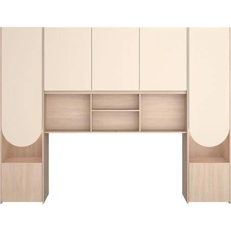Testata letto contenitore – Con LEDs – L266 cm – Beige e naturale - DOMELITO