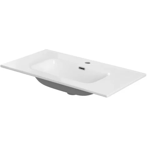 Lavabo da incasso 80x46 cm in ceramica bianco lucido