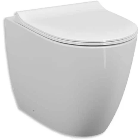 Vaso filomuro a terra con scarico traslato in ceramicabianco lucido - Vitra Sento - Senza copri wc