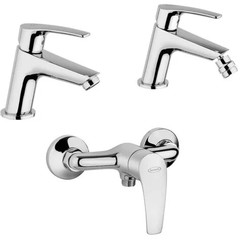 Lucente set miscelatori JacuzziRubinetteria lavabo e bidet per piletta click clck con esterno doccia