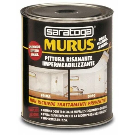 Saratoga Murus Pittura Impermeabilizzante Risanante Antimuffa per Mura Pareti 1L