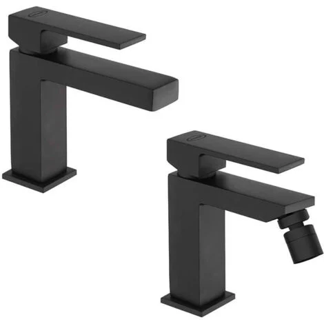 Coppia miscelatori lavabo e bidet nero opaco serie Twinkle di Jacuzzi Rubinetteria per piletta click clack