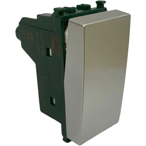 Kit 2 deviatore bipolare silver compatibile con vimar plana interruttore pulsante 2p 16ax 250vac