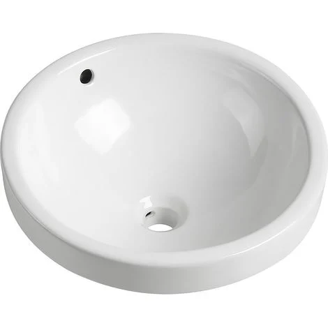 Lavabo per il bagno a semi incasso tondo in Ceramica Bianco - CATONAC
