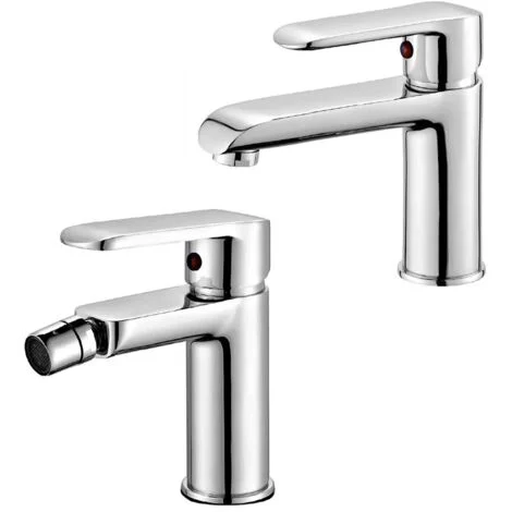 Set miscelatori lavabo e bidet cromati serie Dalila piletta inclusa