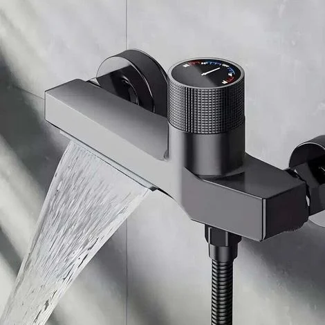 Rubinetto da bagno moderno monoblocco - Rubinetto a parete per vasca/doccia con comandi acqua calda/fredda, valvola a incasso, per lavabo da bagno o cucina - Elegante stile a cascata