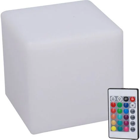 – Lampada a cubo LED RGBW con telecomando – 16 colori regolabili – 4 modalità di illuminazione – Materiale PE resistente – Flusso luminoso di 360 lm -Crezuo