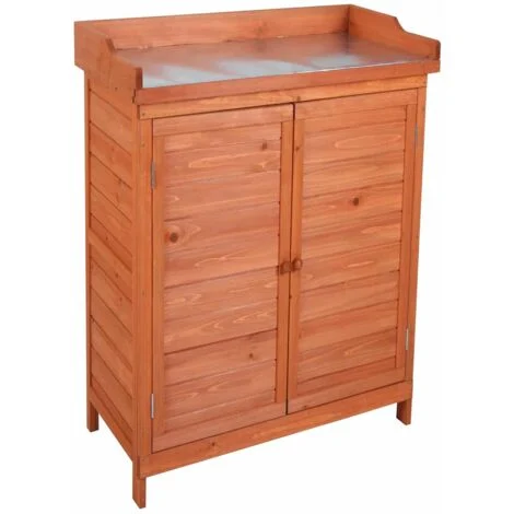 Armadio da esterni Gardiun Ally 75x40x94 cm in Legno di Abete Trattato con Vernice Eco e Piano in Acciaio Galvanizzato