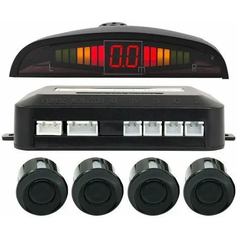 Kit 4 Sensori di Parcheggio Auto Neri Display Suono Led Verniciabili dr pcl-6082