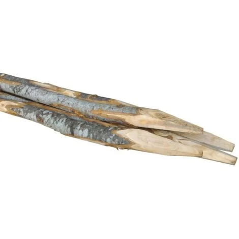 Confezione 5 pz pali tondi castagno 3–5x210 cm con punta – Lunghi e naturali