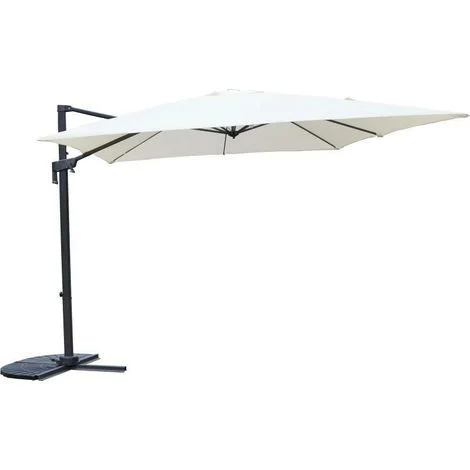 Ombrellone Ecru 3x3 m - Palo Laterale Rotante 360° - Design Elegante in Alluminio