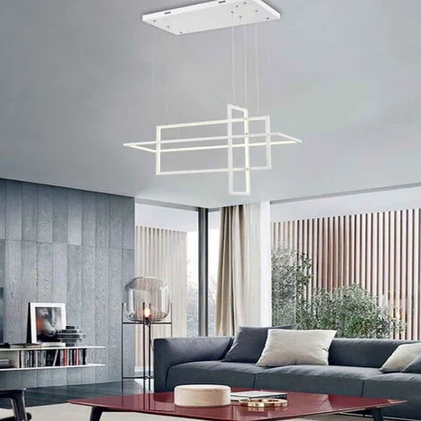 Lampadario led sospensione geometrico 76 watt 3 rettangoli moderno lampada da soffitto 6080Lm luce naturale 4000k