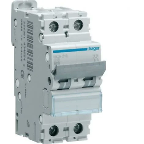 Hager interruttore automatico modulare 2 poli 32a 6 ka c 2 modulimca232