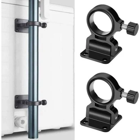 Set di 2 supporti per ombrelloni pieghevoli neri per canne da pesca, supporti per ombrelloni da parete, per spiaggia, patio, giardino, balcone, parco