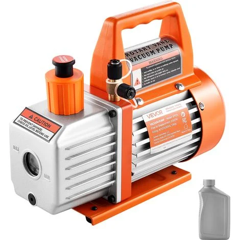 VEVOR Pompa per Vuoto 100 L/min a Palette Rotanti Monostadio HVAC Sistema R134a R22 R410a Serbatoio dellolio, Motore a 4 Poli 5 Pa Pompa Vuoto per Manutenzione di Impianti Climatizzazione per Auto