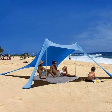 Ombrellone da spiaggia portatile UPF 50+ – Tenda parasole 210 x 150 x 170 cm – Telaio leggero in alluminio con ancoraggi per la sabbia inclusi