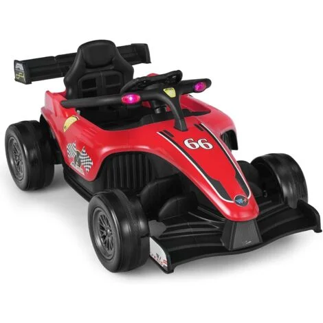COSTWAY Macchina Elettrica per Bambini, Veicolo elettrico 12V con Telecomando e Batteria Ricaricabile, Musica e Luci LED, Velocità 2-5km/h, per Bambini da 3-7 Anni (Rosso)