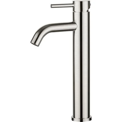 [MAI UTILIZZATO]Rubinetto per lavabo da bagno, miscelatore per lavabo da bagno con beccuccio alto, miscelatore con attacco per acqua calda/fredda, grigio