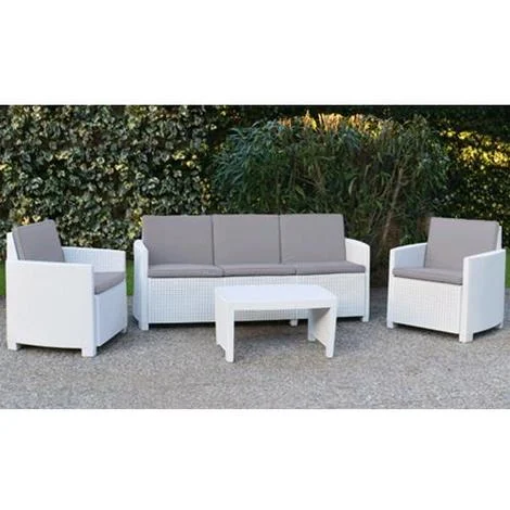 SALOTTO da giardino in RESINA BIANCO SET 4 pz mod. Varano