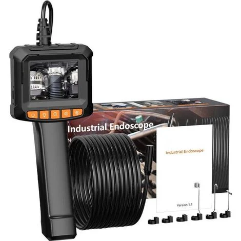 Endoscopio Crezuo 1080P HD con zoom 2X, telecamera per ispezione tubi IPS impermeabile IP67 da 2,4 pollici, cavo semirigido da 5 m, 8 LED regolabili, gadget per uomo-Crezuo