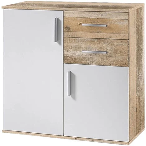 Mobile Madia con Cassetti Ante 2 Ripiani Mobiletto Credenza Cucina Bagno Moderna