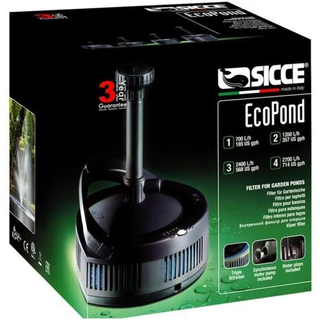 Sicce filtro e pompa laghetto ecopond 2 con giochi da 1350 litri ora
