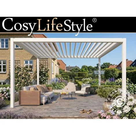 Pergola gazebo da giardino bioclimatico San Pablo Steel S80, 3x4m, Bianco - Dancover