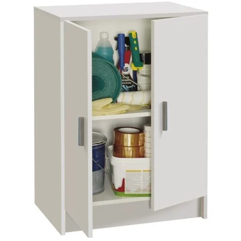 Mobile Multiuso - 2 Ante - 59X37X80H Cm - Bianco