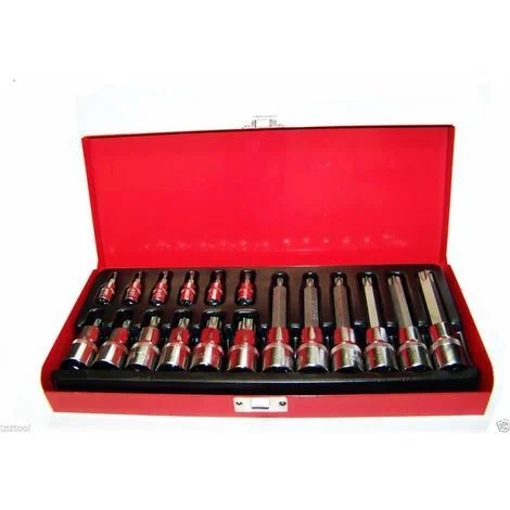 KIT BUSSOLE Torx 18 PEZZI 1/2" - T10-T60 INSERTO LUNGO - NO FORO