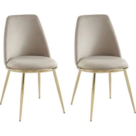 Sedia in Velluto e Metallo dorato Beige - Lotto di 2 - NEBINA di Pascal MORABITO