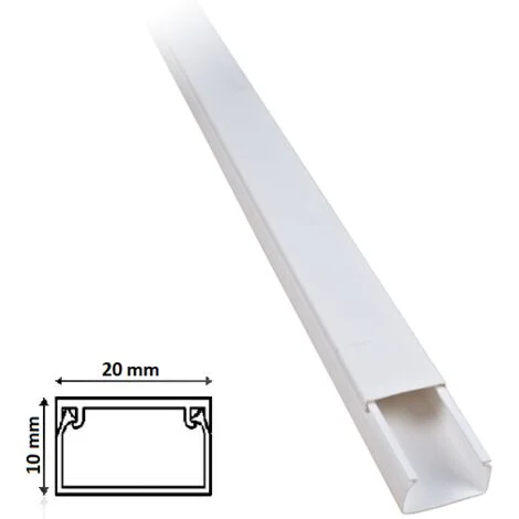 Canalina 2m e accessori per cavi elettrica 20x10 mm in plastica passacavi bianco coprifili a parete con coperturaCanalina