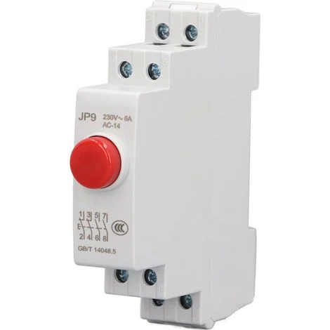 Pulsante su guida Din AC230V 2NO 2NC Interruttore a pulsante per contattore di avviamento magnetico Controllo linea elettrica JP9 Rosso