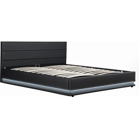 Letto LED con contenitore "Anastasia" - 140 x 190 cm - Nero