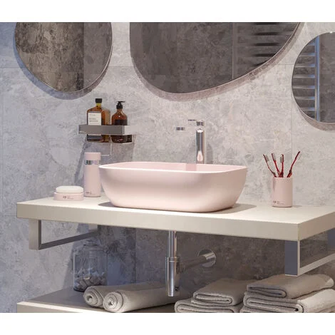 Swiss Aqua Technologies Infinitio Lavabo da appoggio 45,5 x 32,5 x 13,5 cm, senza sfioratore, rosa opaco (SATINF4532PM)