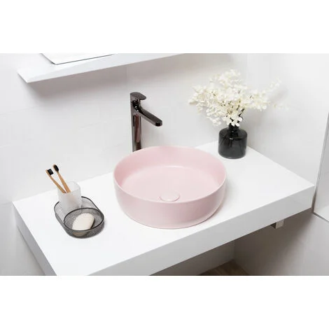 Swiss Aqua Technologies Lavabo da appoggio Infinitio 39 x 39 x 12 cm senza troppopieno, rosa opaco (SATINF3939PM)