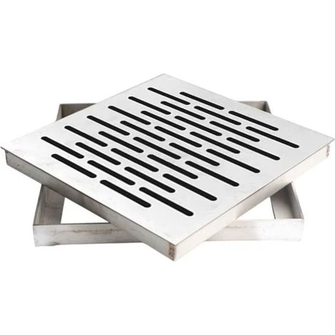 Griglia di drenaggio da giardino in acciaio inox resistente con telaio, griglia quadrata per esterni per l'acqua piovana del giardino (150 x 150 x 20 mm)