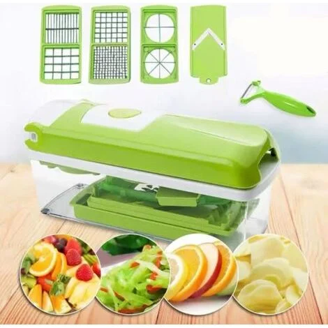 Altri accessori da cucina, Genius Nicer Dicer Smart (12 pezzi) in verde - tagliaverdure per cubetti, bastoncini, fette, strisce e spicchi - taglia insalata, affettatrice a mandolina per cetrioli